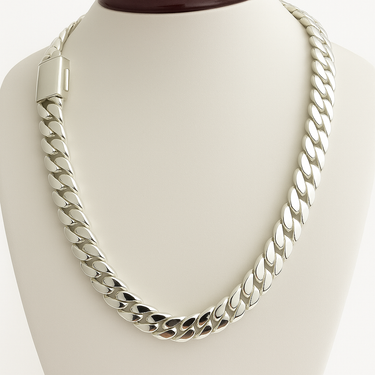 Cuban Link Necklace - 12mm Pure Solid 999 Silver